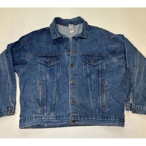 Tyca Jean Jacket Men’s Vtg Denim Blue Embossed Lighthouse Ship’s Wheel USA Large